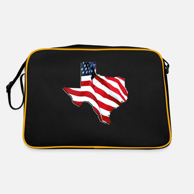 Drapeau des États-Unis dans la carte de l’État du Texas Sac Retro
