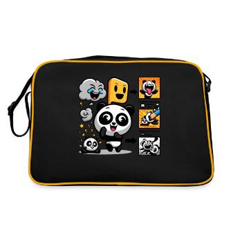 Funny Panda Emotions - Retro Bag - black/gold - Back