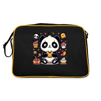 Panda mignon avec des collations - Sac Retro - noir/or - Dos