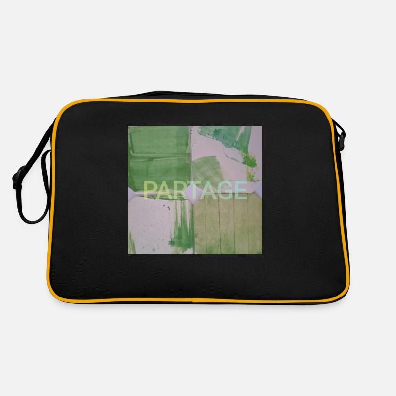 Green abstract squares painting, sharing, fun image Retro Bag