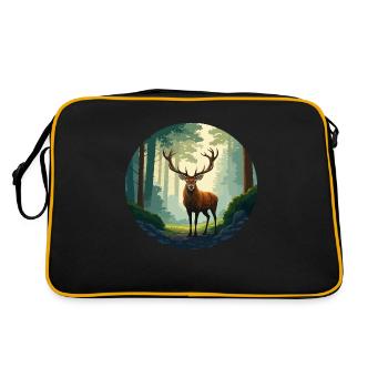 Red deer in the forest - Retro Bag - black/gold - Back