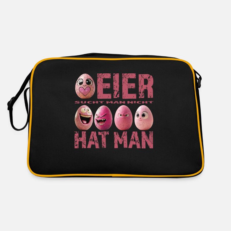 Eier sucht man nicht – Eier hat man – Pink Edition - Retro Tasche - Schwarz/Gold