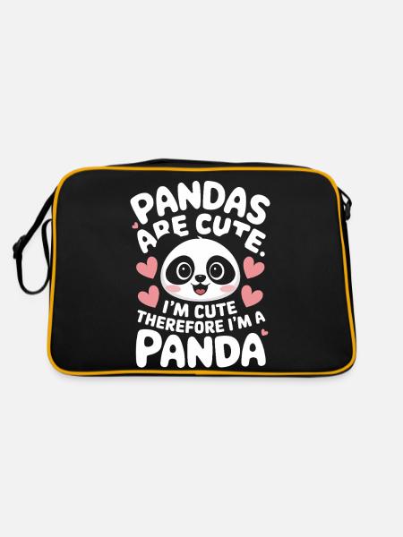 Panda Bear Panda Animal Pandas - Retro Bag - black/gold - Back