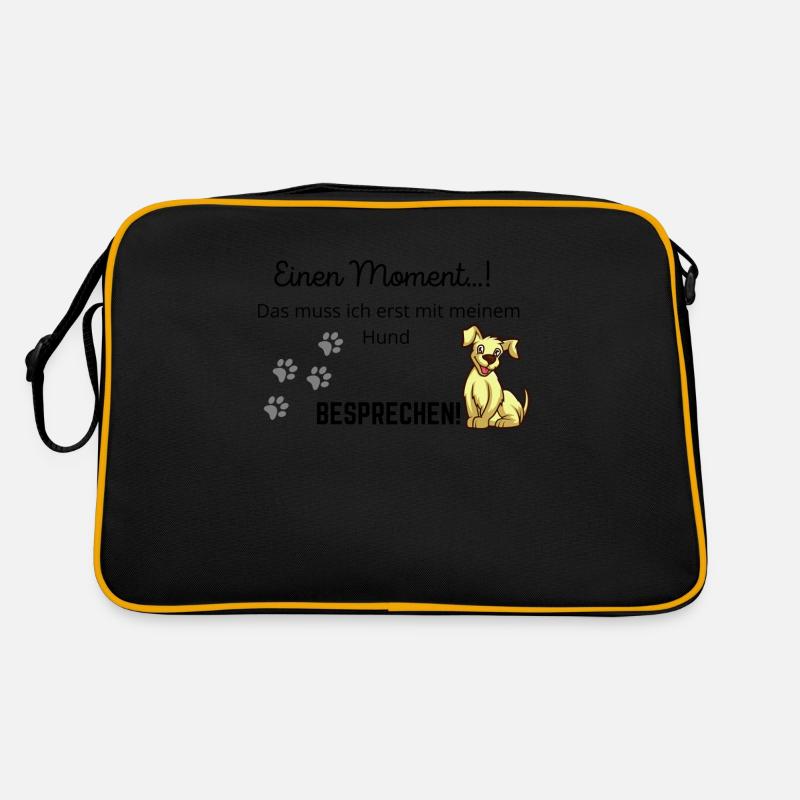 Süßer Hunde Spruch - Retro Tasche - Schwarz/Gold