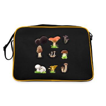 Divers champignons comestibles avec des noms latins - Sac Retro - noir/or - Dos