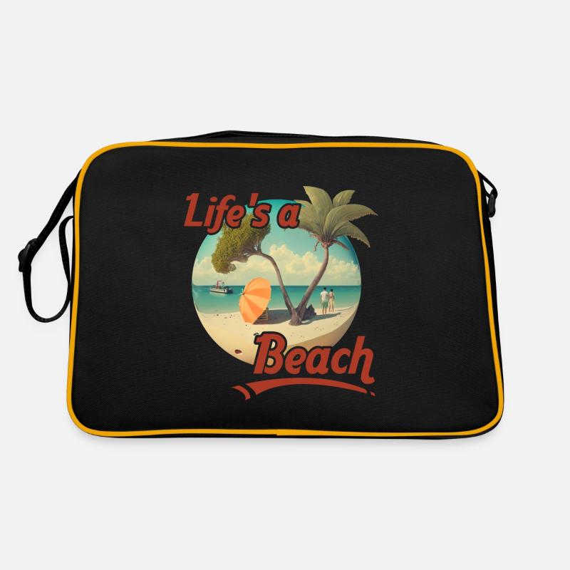Life is a Beach - Retro Tasche - Schwarz/Gold