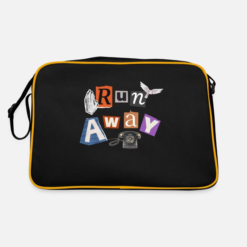 Lauf weg - Retro Tasche - Schwarz/Gold