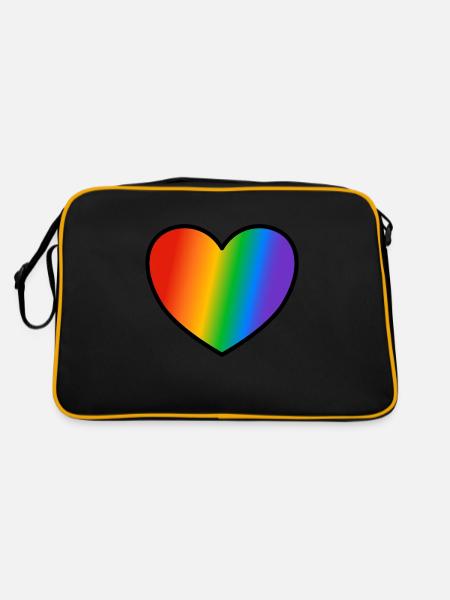 Pride Flagge Herz - Retro Tasche - Schwarz/Gold - Hinten