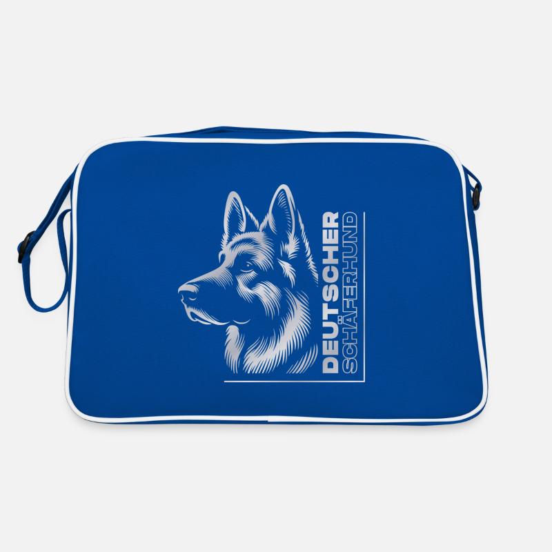 deutscher Schäferhund Zeichnung Kopf silber Retro Tasche