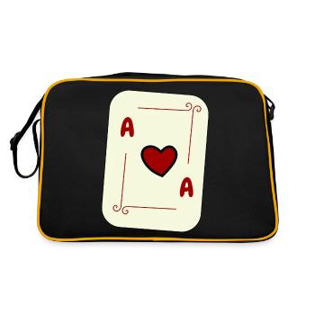 Herz Ass, Spielkarte, Kartenspiel, Ace, Karte - Retro Tasche - Schwarz/Gold - Hinten