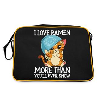 J'aime les ramen plus que vous ne le saurez jamais | chat - Sac Retro - noir/or - Dos