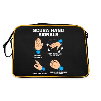 Taucher Handzeichen Scuba Diving - Retro Tasche - Schwarz/Gold - Hinten