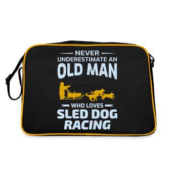 Old Man Husky Sledding Sled Dog Racing Alaskan - Sac Retro - noir/or - Dos