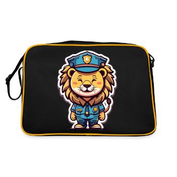 Polizei Löwe Kinder Geschenk - Retro Tasche - Schwarz/Gold - Hinten