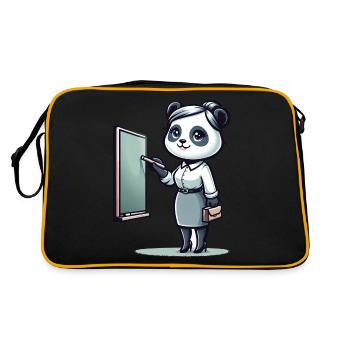 Cute Panda Teacher - Retro Bag - black/gold - Back
