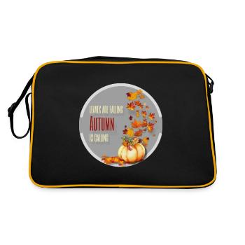 Leaves are falling, Autumn is calling - Retro Tasche - Schwarz/Gold - Hinten
