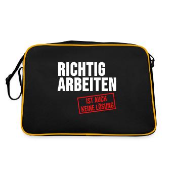Arbeitslos Shirt Hartz 4 Arbeitslosigkeit Geschenk - Retro Tasche - Schwarz/Gold - Hinten