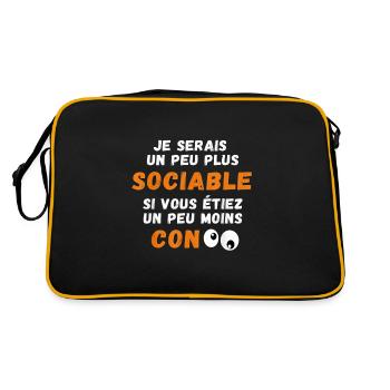 Drôle Je Serais Un Peu Plus Sociable si Vous... - Sac Retro - noir/or - Dos