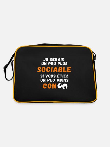 Drôle Je Serais Un Peu Plus Sociable si Vous... - Sac Retro - noir/or - Dos
