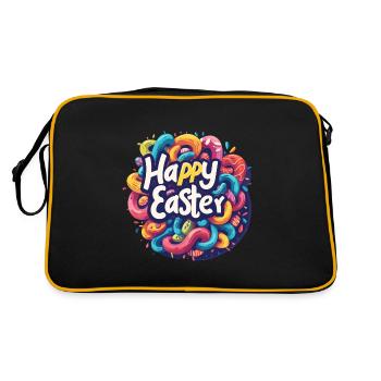 Frohe Ostern Bunte Eierjagd Osterkorb für Kinder - Retro Tasche - Schwarz/Gold - Hinten