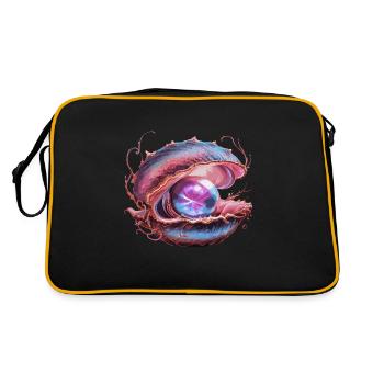 Perle für einen Strandmuschel Liebhaber - Retro Tasche - Schwarz/Gold - Hinten