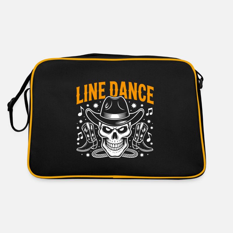 Crâne de danse en ligne avec stetson et bottes et lasso Sac Retro