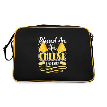 Käseliebhaberin Milch Parmesan Fett - Retro Tasche - Schwarz/Gold - Hinten
