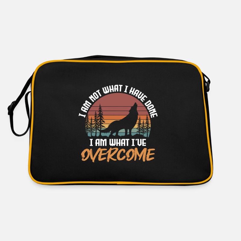 Wölfe Tier Mystik Wolfpack - Retro Tasche - Schwarz/Gold