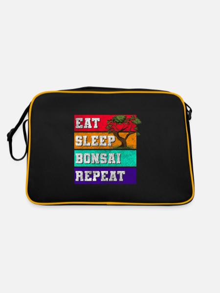 Japan Yoga Baum Garten - Retro Tasche - Schwarz/Gold