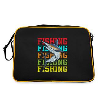 pêche, perche, appât, brochet - Sac Retro - noir/or - Dos