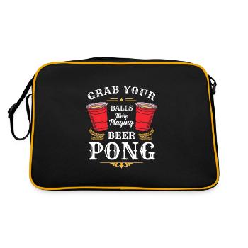 Beerpong Party Trinkspiel - Retro Tasche - Schwarz/Gold - Hinten