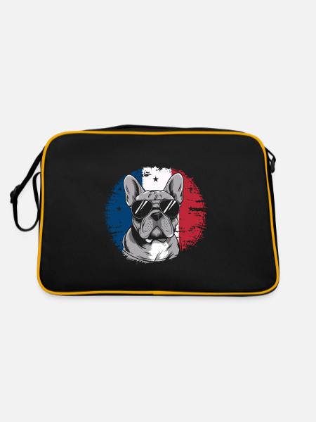 Bouledogue français Frenchie avec lunettes de soleil - Sac Retro - noir/or - Dos