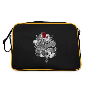 Asien Samurai Legenden Aikido - Retro Tasche - Schwarz/Gold - Hinten
