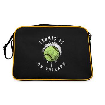 Tennis Spieler Sportlich - Retro Tasche - Schwarz/Gold - Hinten