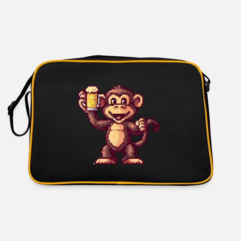 Affe Pixel Bier Retro Tasche