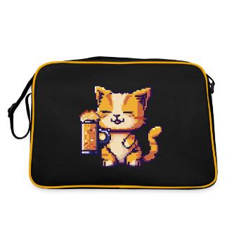 Cat Pixel Beer - Retro Bag - black/gold - Back