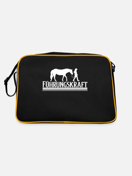 Führungskraft Geschenk Pferd Sport Hobby Dressur - Retro Tasche - Schwarz/Gold