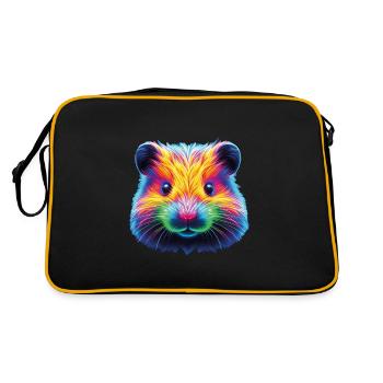 Hamster Neon Kopf - Retro Tasche - Schwarz/Gold - Hinten