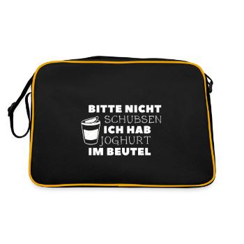 bitte nicht schubsen ich hab joghurt im beutel - Retro Tasche - Schwarz/Gold - Hinten
