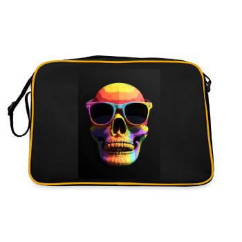 Colorful skull and crossbones with sunglasses - Retro Bag - black/gold - Back