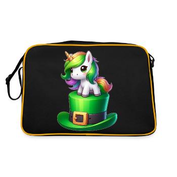 Cute Unicorn St. Patrick's Day Shamrock - Retro Bag - black/gold - Back