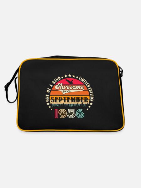 Septembre Né 1956 Cadeau du 66e anniversaire - Sac Retro - noir/or - Dos