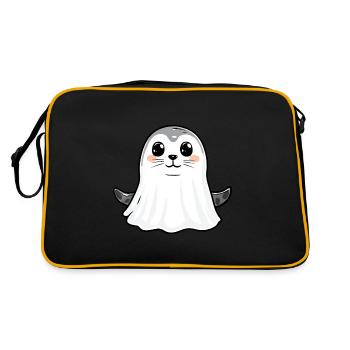 Robbe Tier Halloween Comic Geist - Retro Tasche - Schwarz/Gold - Hinten