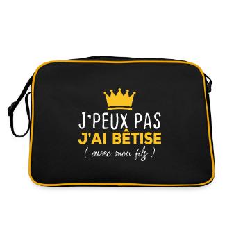 Ich kann nicht mit meinem Sohn wetten - Retro Tasche - Schwarz/Gold - Hinten