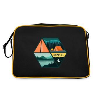 Camping Camper Outdoor Tent - Retro Tasche - Schwarz/Gold - Hinten