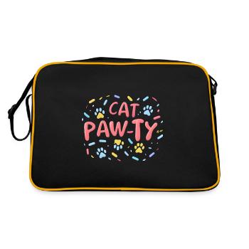 Cat Pawty - Cat Party Design with Cat Paws - Retro Bag - black/gold - Back