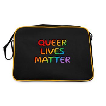 Queere Leben sind wichtig LGBT Pride schwul Regenbogen - Retro Tasche - Schwarz/Gold - Hinten