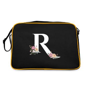 Floral Monogram I Capital Alphabet R I Letter - Retro Bag - black/gold - Back