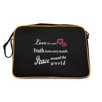 Liebe, Wahrheit, Frieden Mantra - Retro Tasche - Schwarz/Gold - Hinten