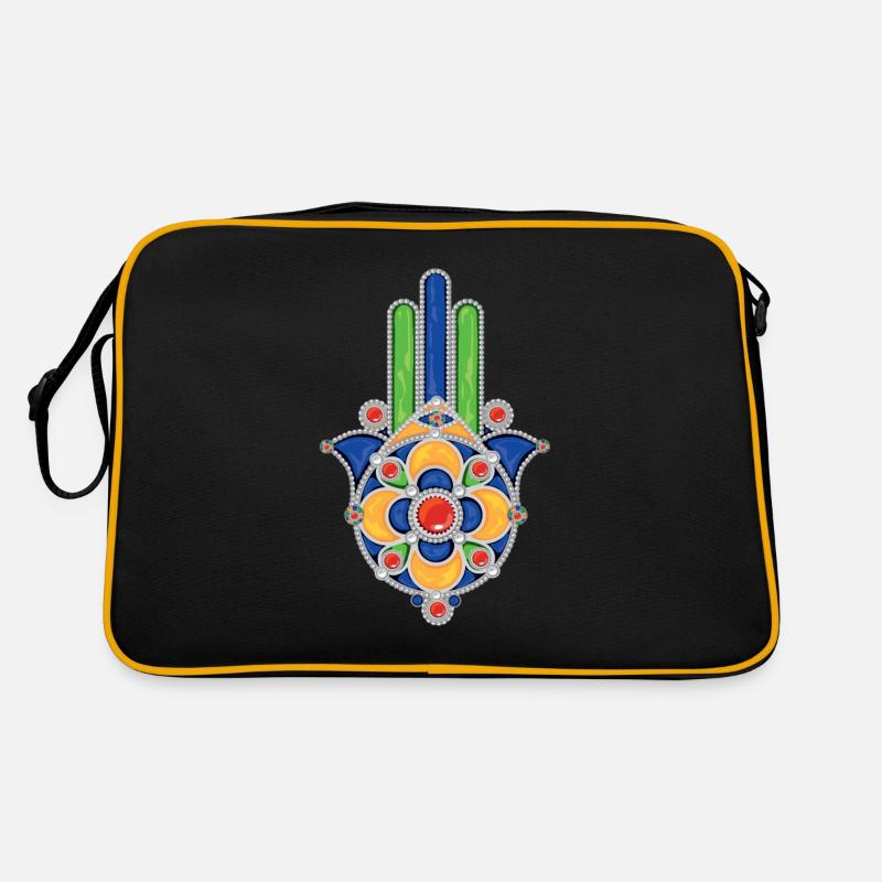 khamssa kabyle schmuck - Retro Tasche - Schwarz/Gold